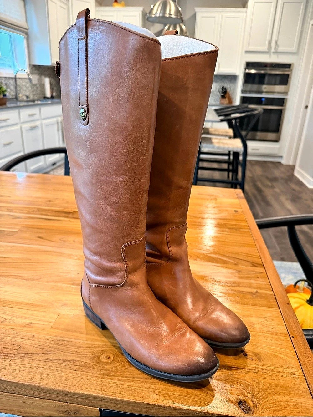 Sam Edelman Penny2 Whiskey Lea Leather Tall Boots US 8 Wide Calf